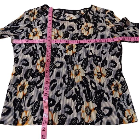 VINTAGE Accordion‎ Pleated Stretchy Top Blouse S Floral Boho Event Career Boho - Picture 4 of 9